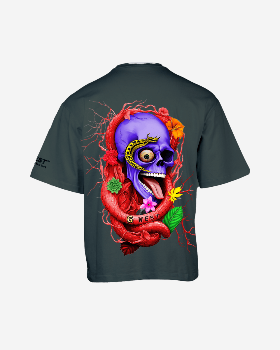 G WEST OVERSIZED PREMIUM SNAKE SKULL T-SHIRT Mens