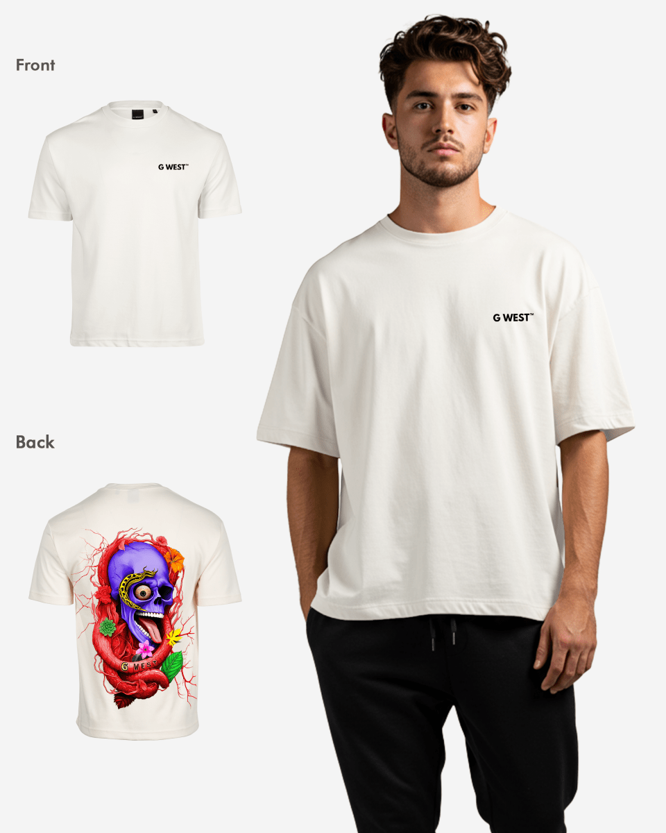 G WEST OVERSIZED PREMIUM SNAKE SKULL T-SHIRT Mens