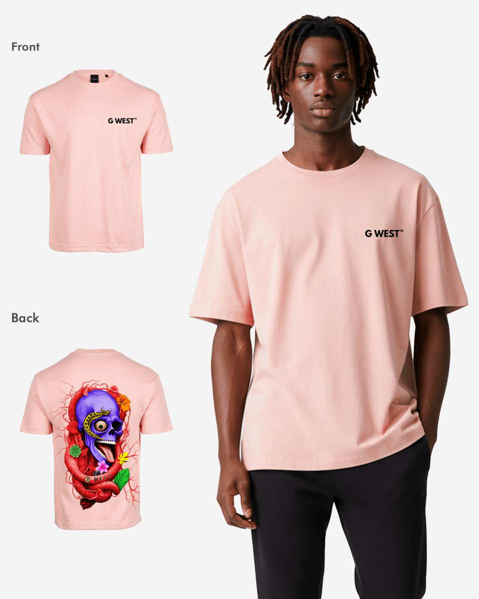 G WEST OVERSIZED PREMIUM SNAKE SKULL T-SHIRT Mens