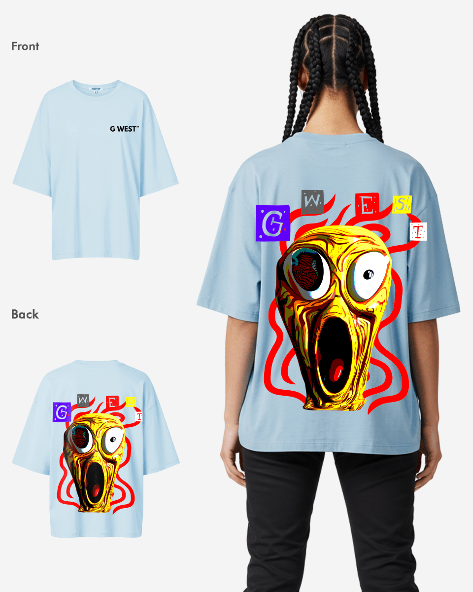 G West Womens Oversized Premium T Shirt Scary Face