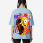G West Womens Oversized Premium T Shirt Scary Face