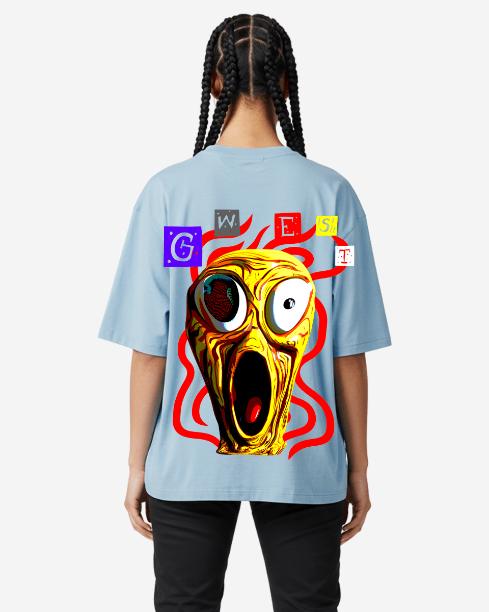 G West Womens Oversized Premium T Shirt Scary Face