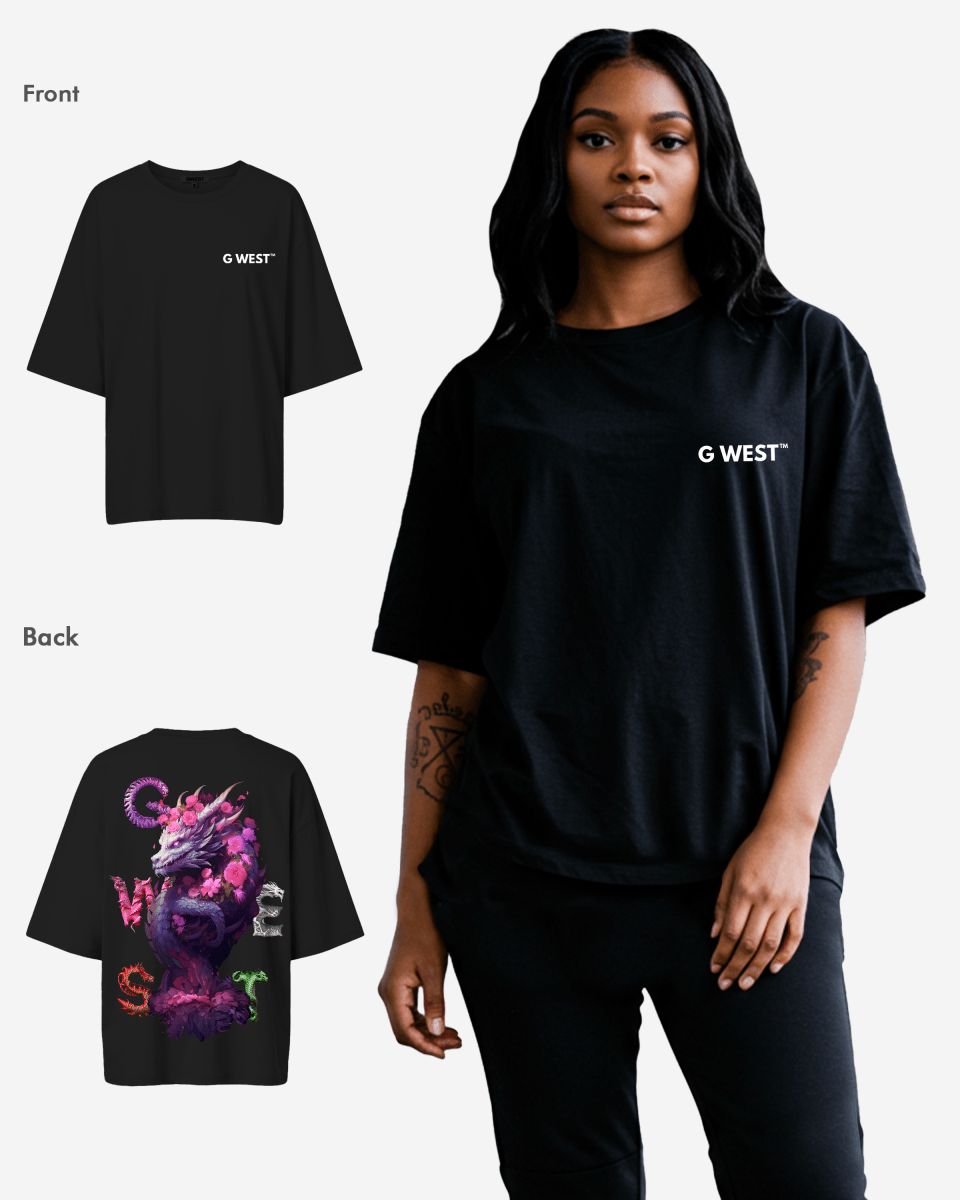 G West Womens Oversized Purple Dragon Tee