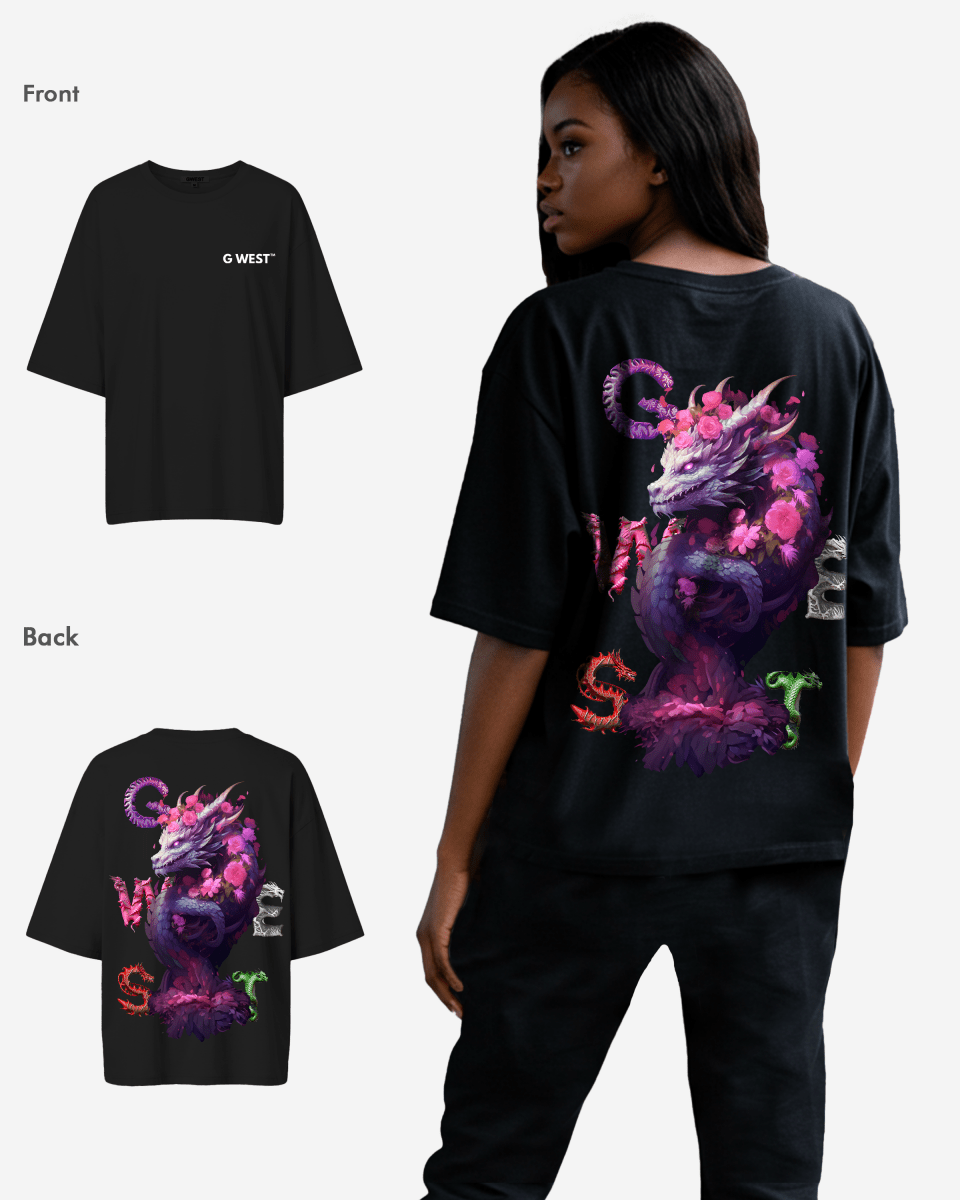 G West Womens Oversized Purple Dragon Tee