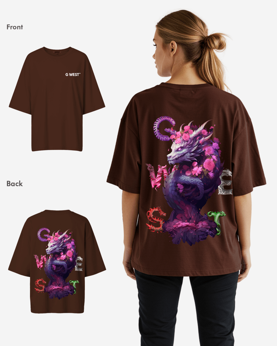 G West Womens Oversized Purple Dragon Tee