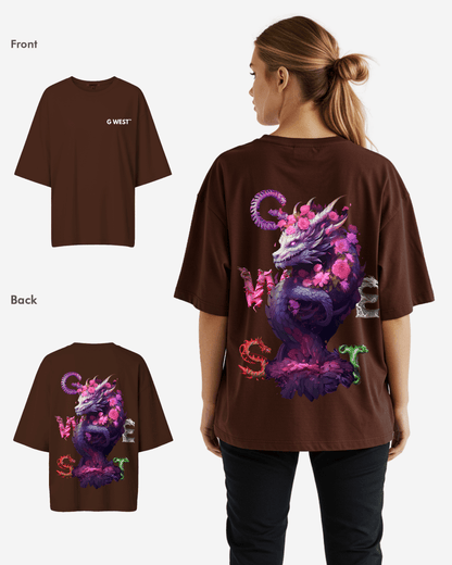 G West Womens Oversized Purple Dragon Tee