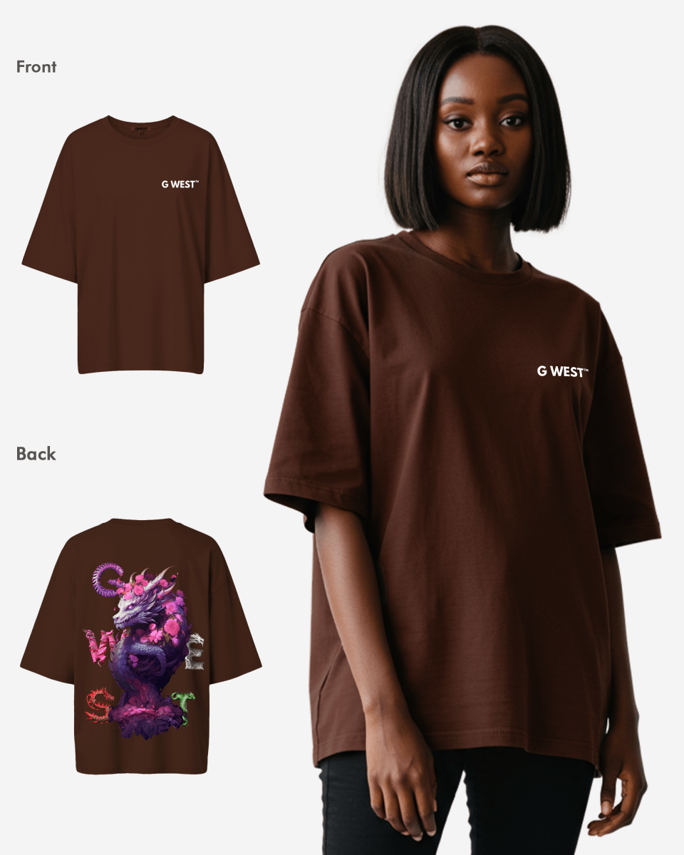 G West Womens Oversized Purple Dragon Tee