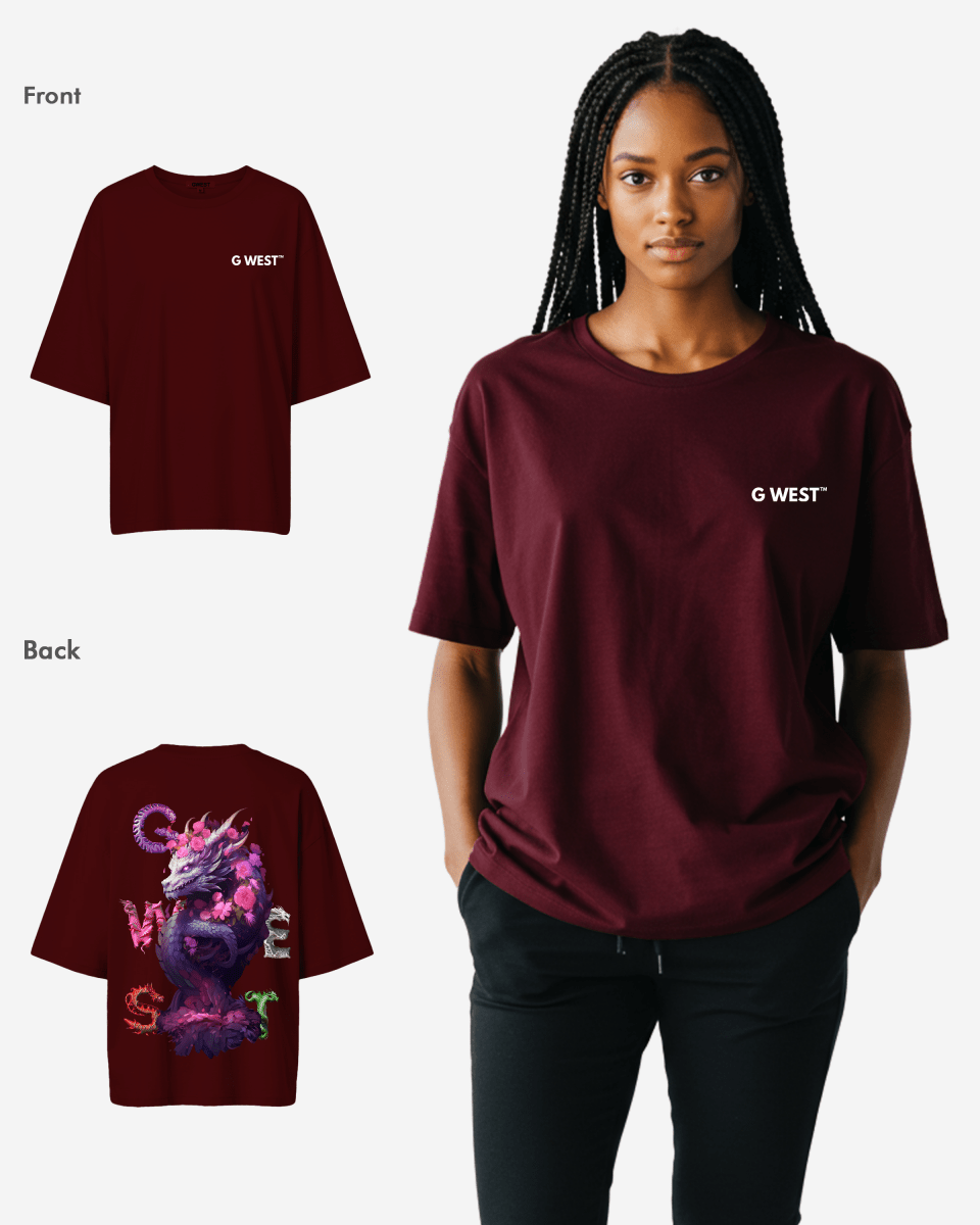 G West Womens Oversized Purple Dragon Tee
