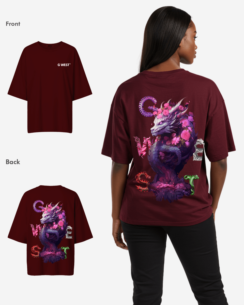 G West Womens Oversized Purple Dragon Tee