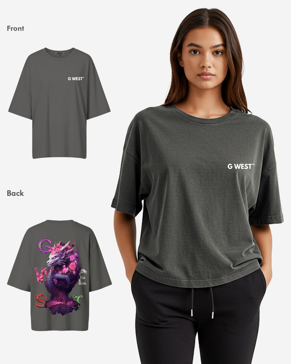 G West Womens Oversized Purple Dragon Tee