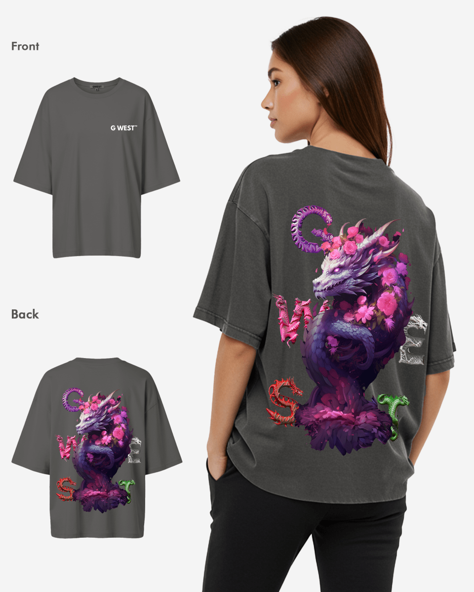 G West Womens Oversized Purple Dragon Tee