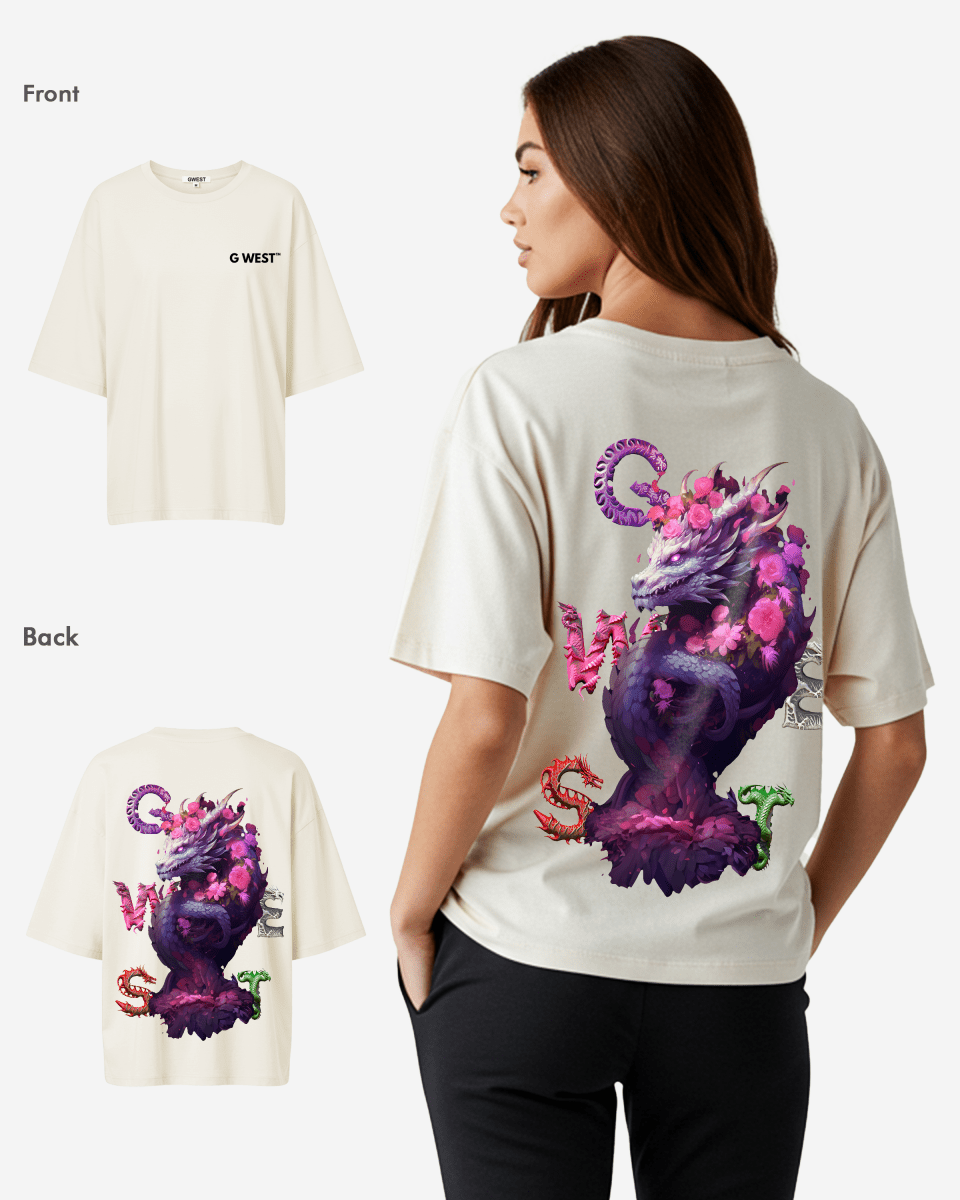 G West Womens Oversized Purple Dragon Tee