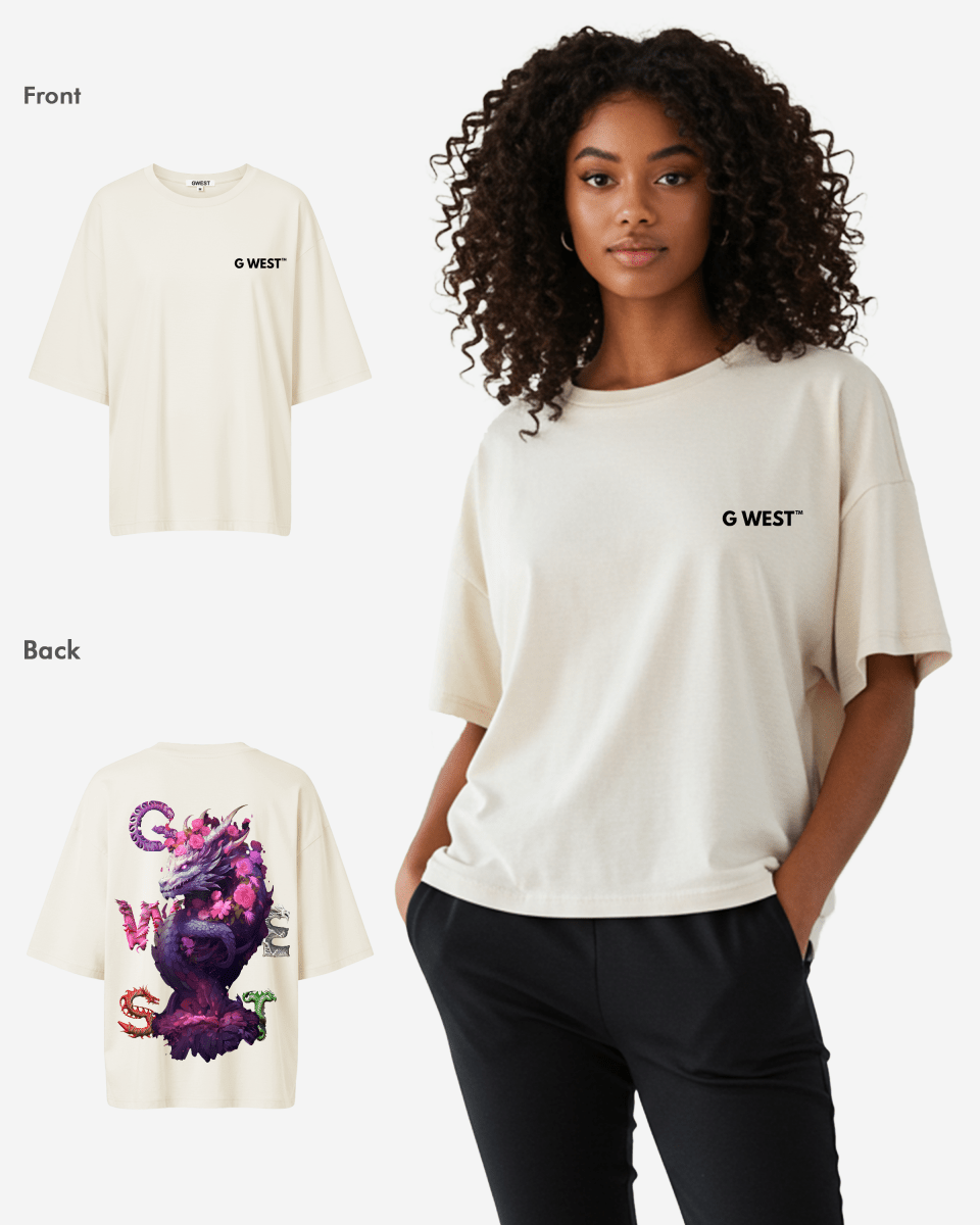 G West Womens Oversized Purple Dragon Tee