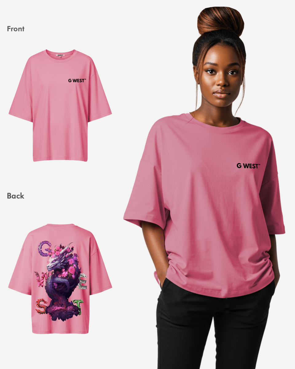 G West Womens Oversized Purple Dragon Tee