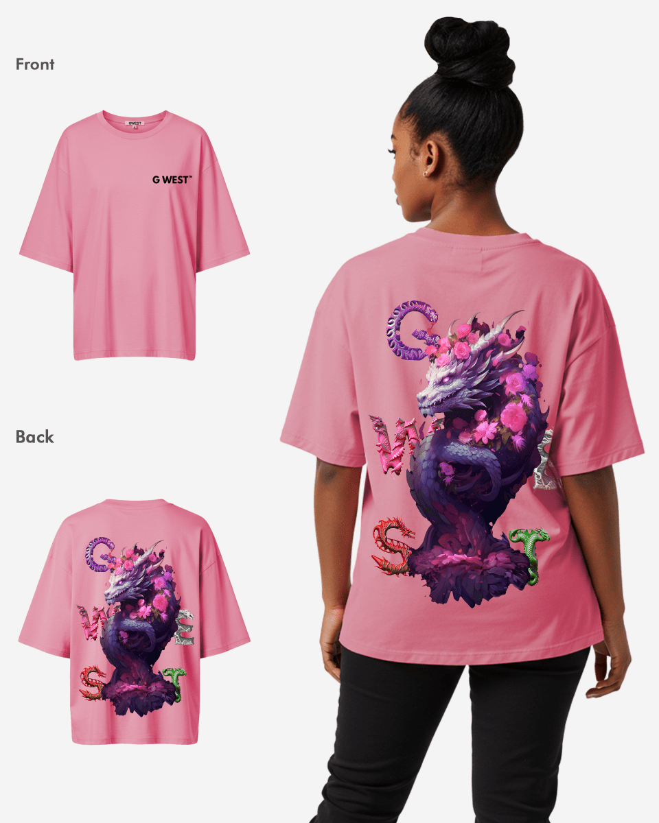 G West Womens Oversized Purple Dragon Tee