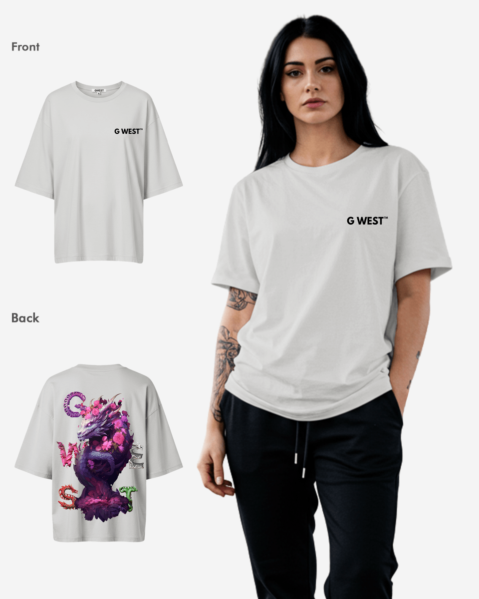 G West Womens Oversized Purple Dragon Tee