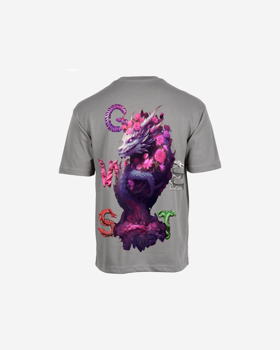 G West Mens Oversized Purple Dragon Tee