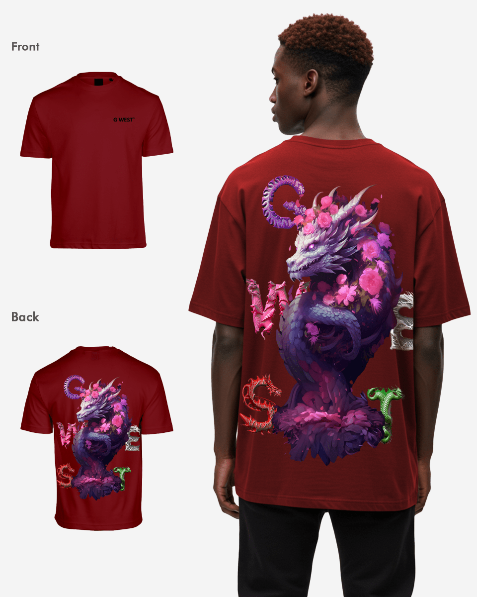 G West Mens Oversized Purple Dragon Tee