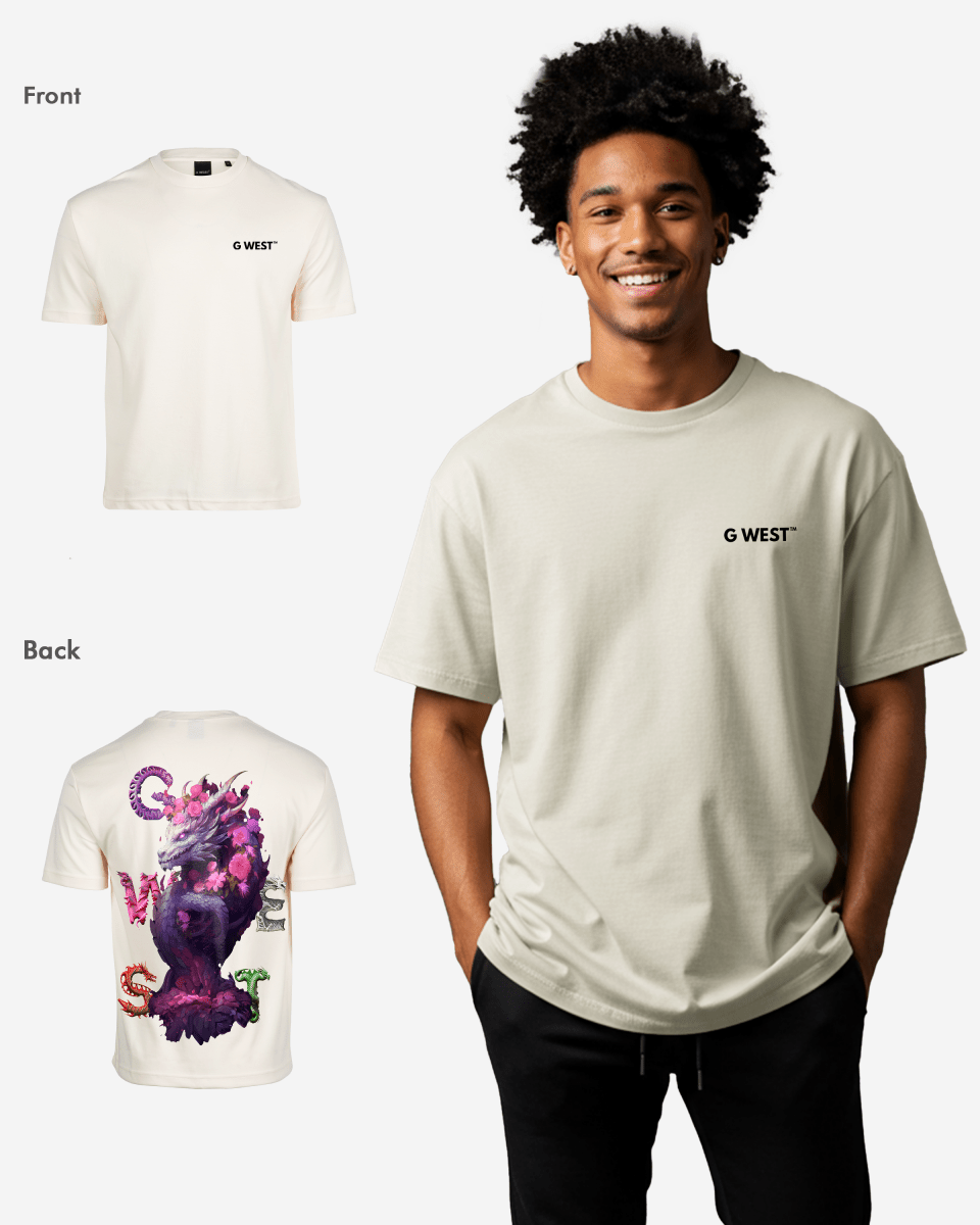 G West Mens Oversized Purple Dragon Tee