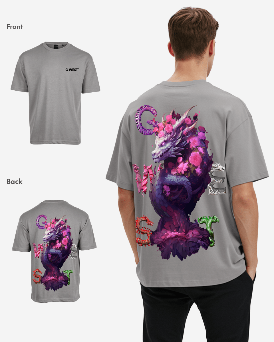 G West Mens Oversized Purple Dragon Tee