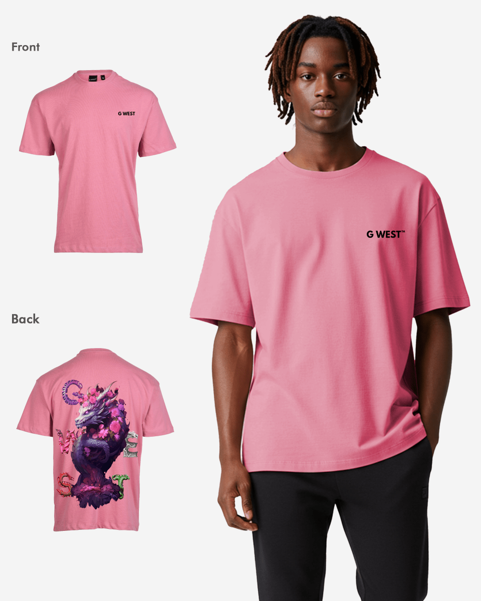G West Mens Oversized Purple Dragon Tee