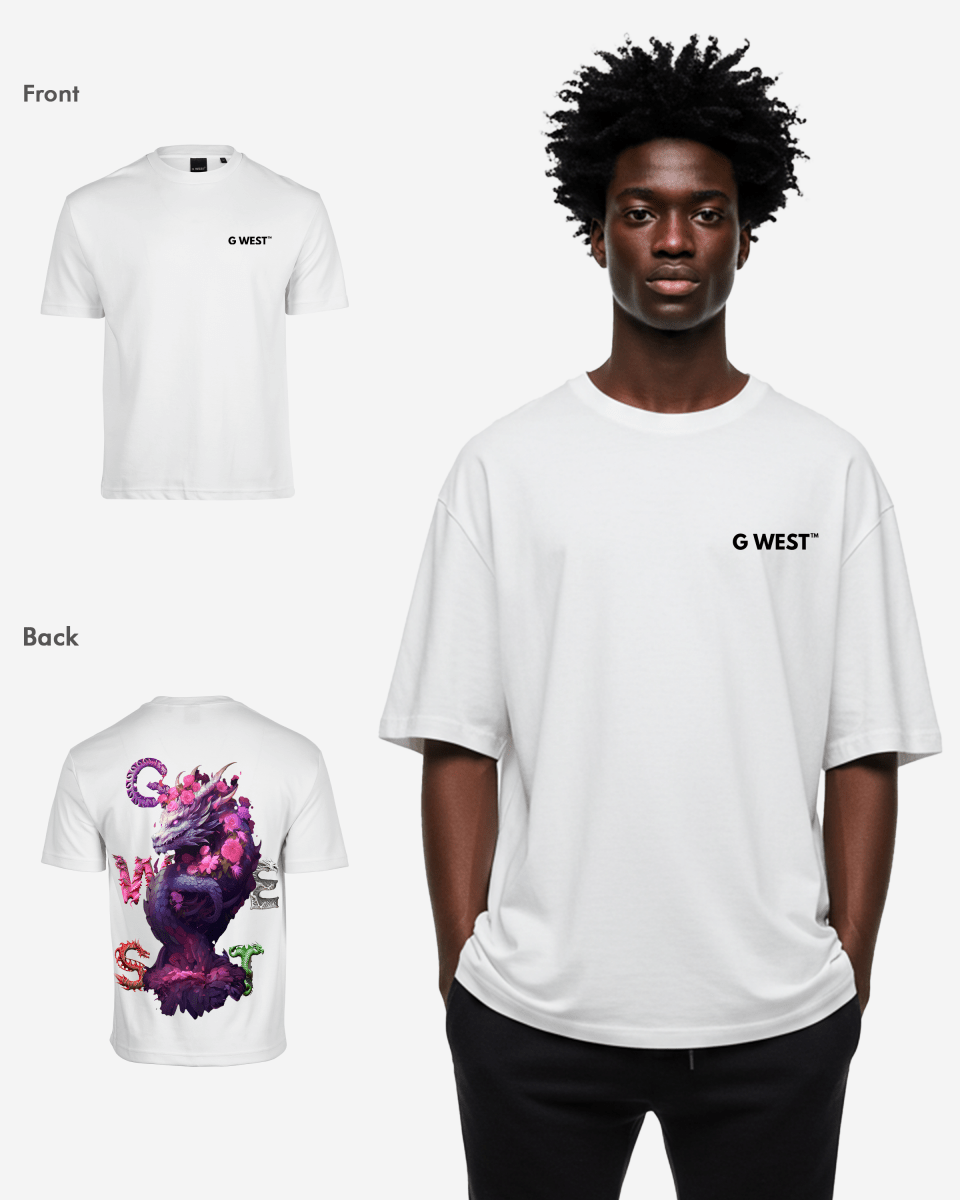 G West Mens Oversized Purple Dragon Tee