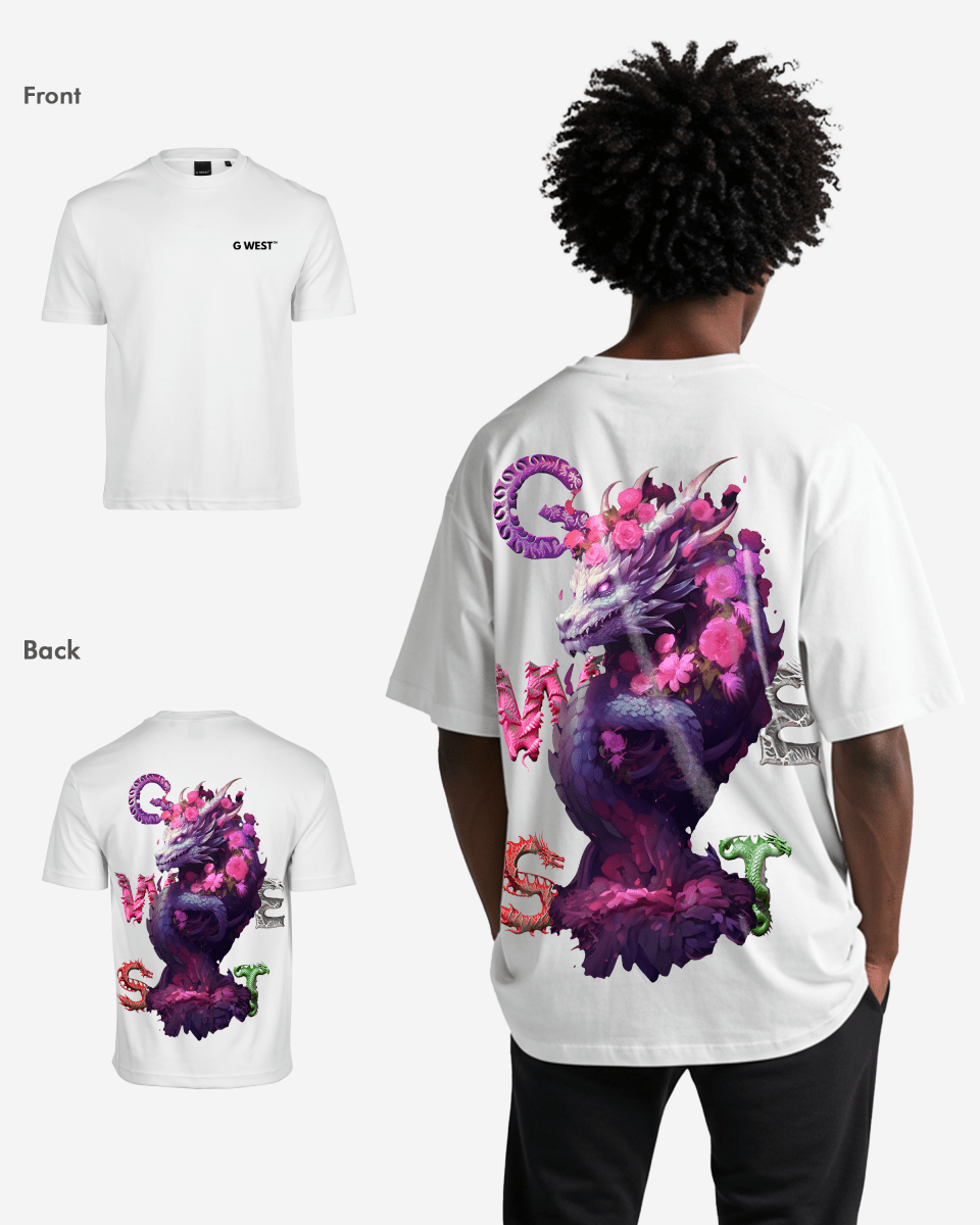G West Mens Oversized Purple Dragon Tee