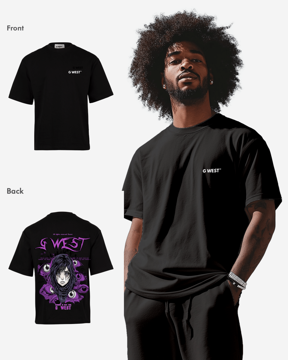G West Oversized Purple Eye T-Shirt Mens