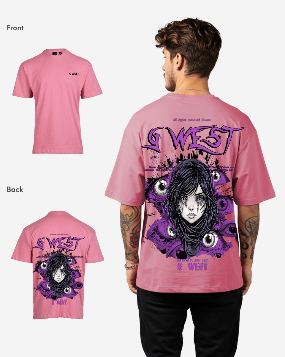 G West Oversized Purple Eye T-Shirt Mens
