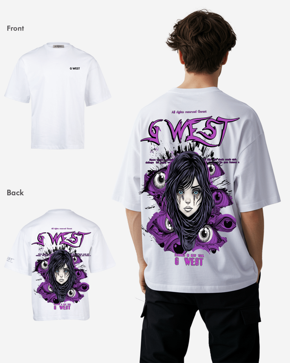 G West Oversized Purple Eye T-Shirt Mens