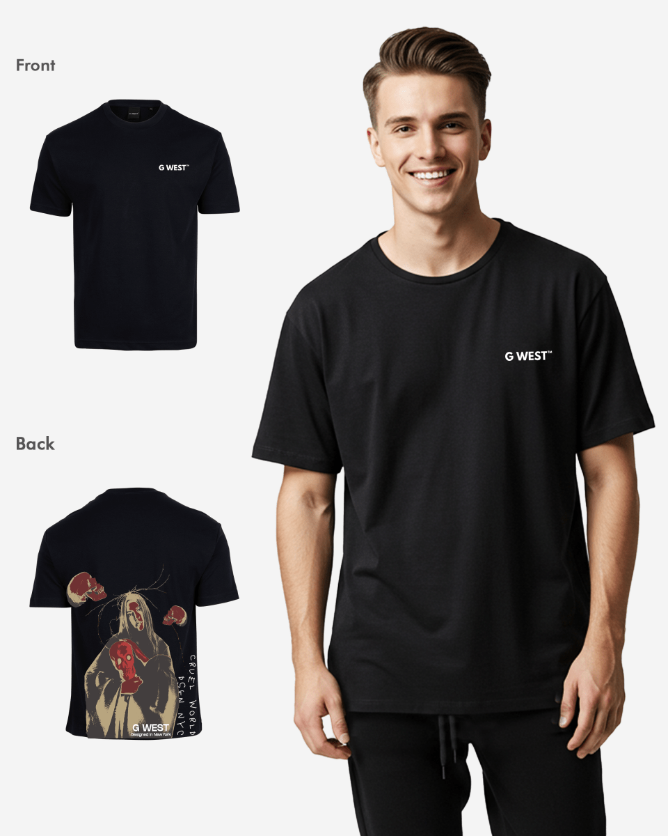 G West Mens Oversized Red Skull Tee