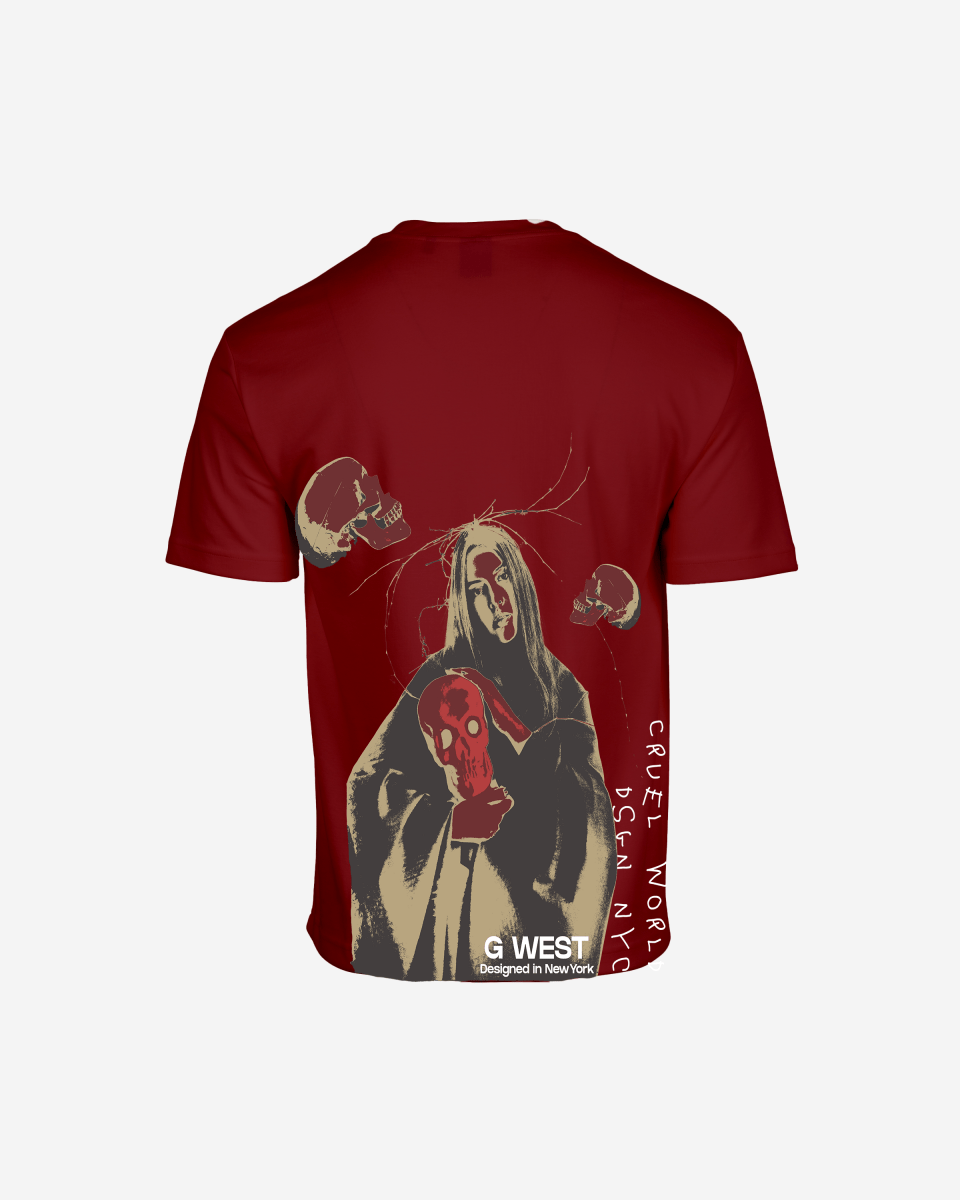 G West Mens Oversized Red Skull Tee