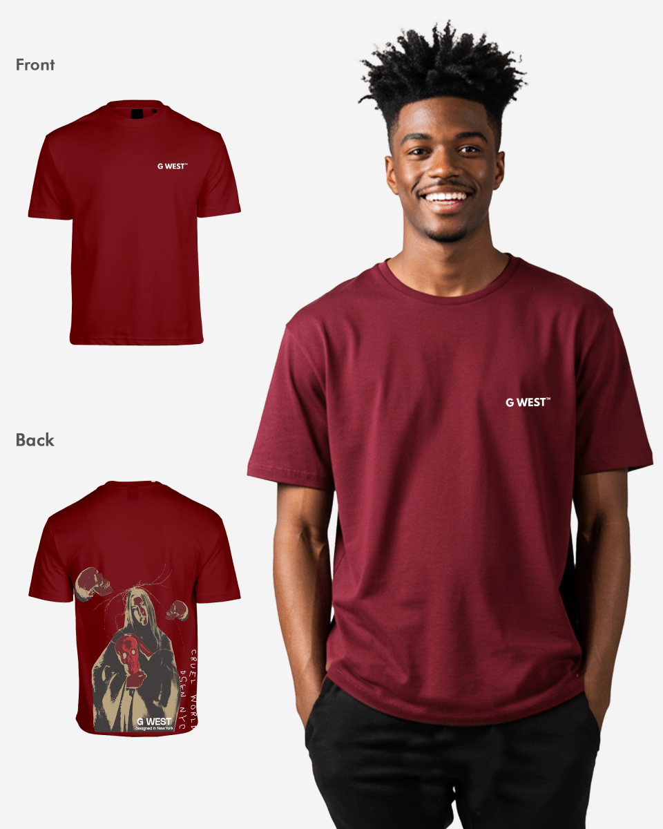 G West Mens Oversized Red Skull Tee