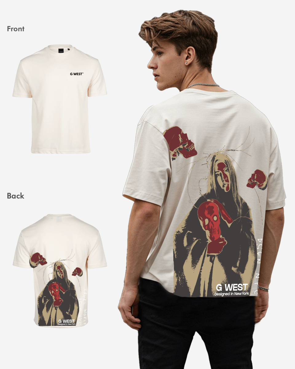 G West Mens Oversized Red Skull Tee