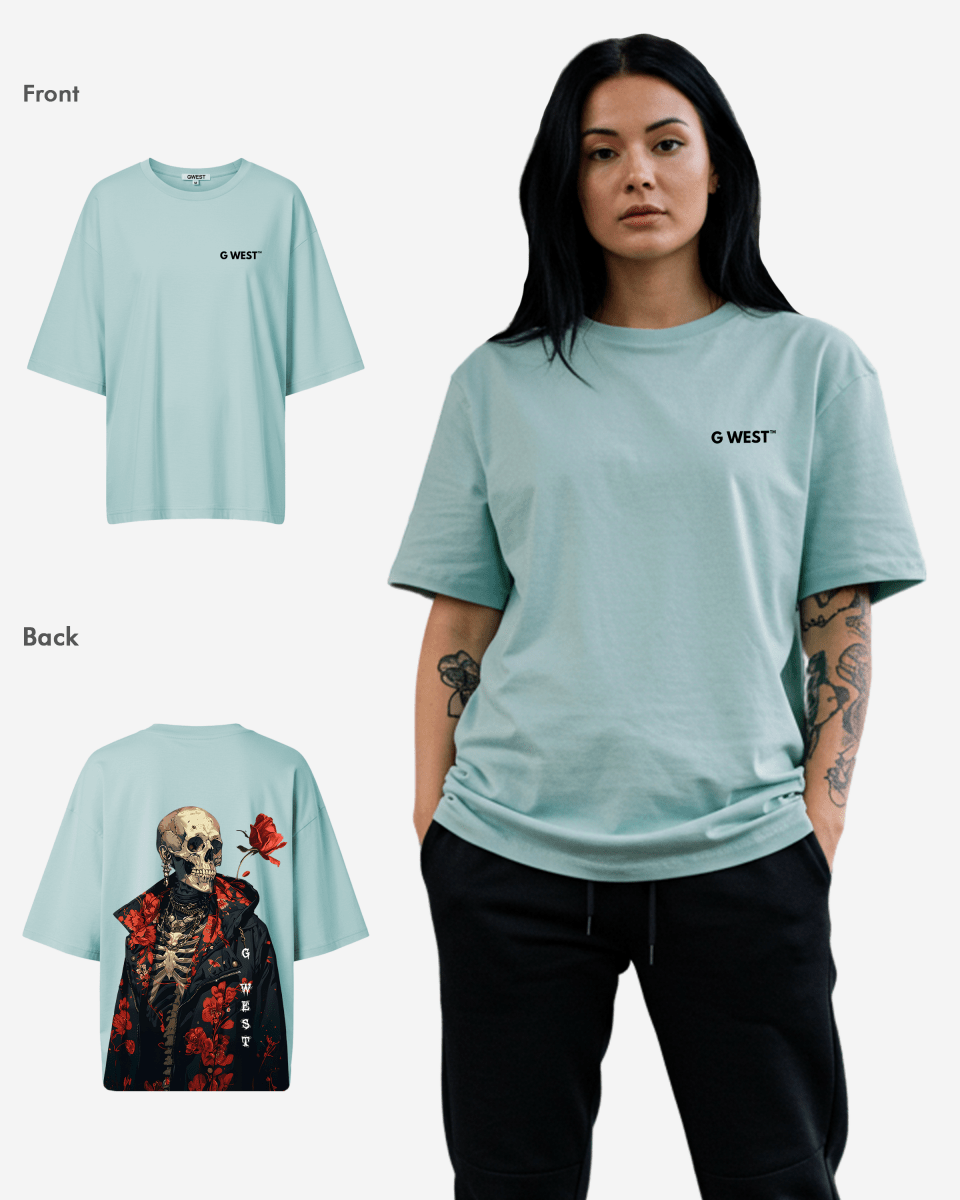 G West Womens Oversized Skull & Rose T Shirt