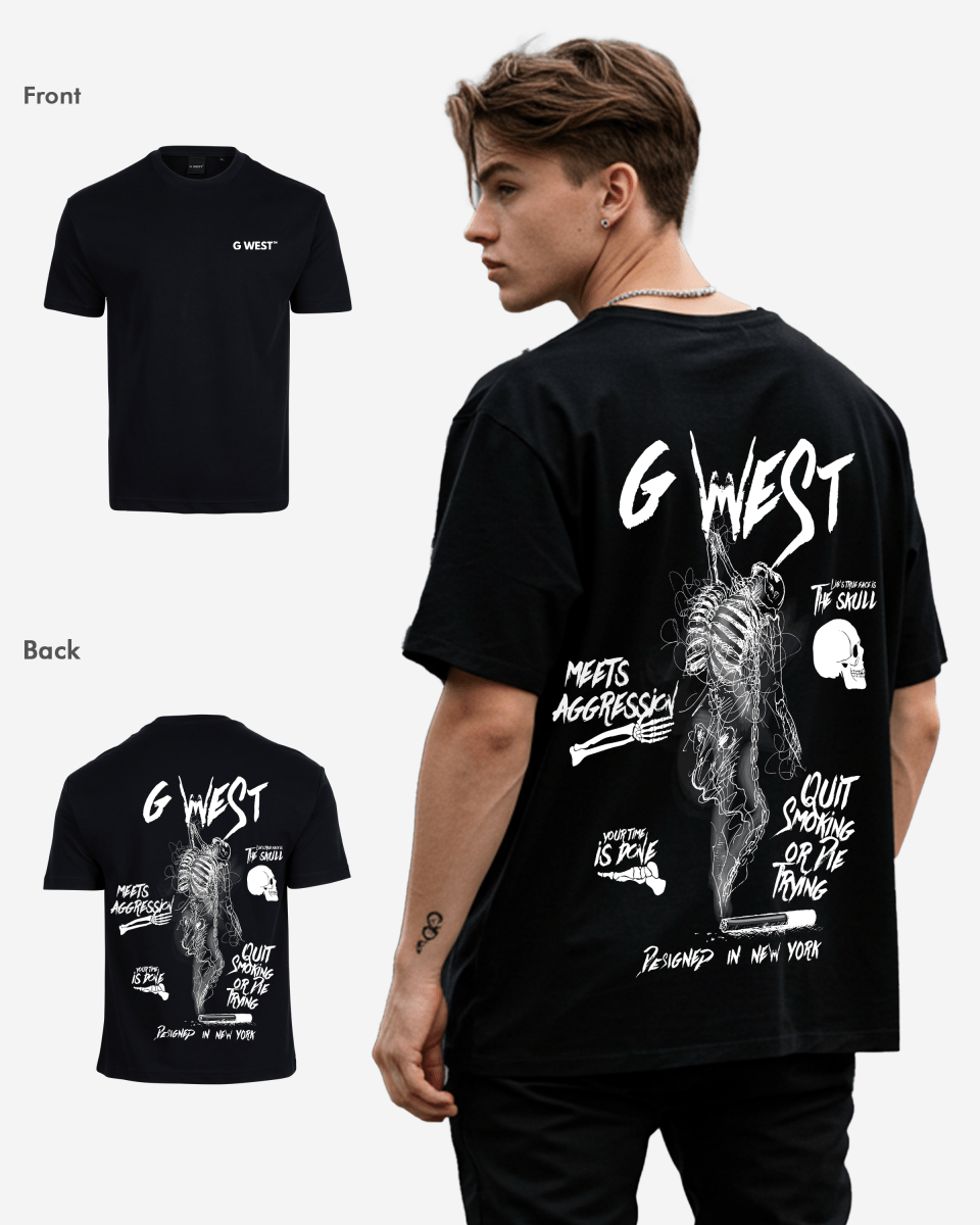 G West Mens Oversized Smoke Skeleton Tee