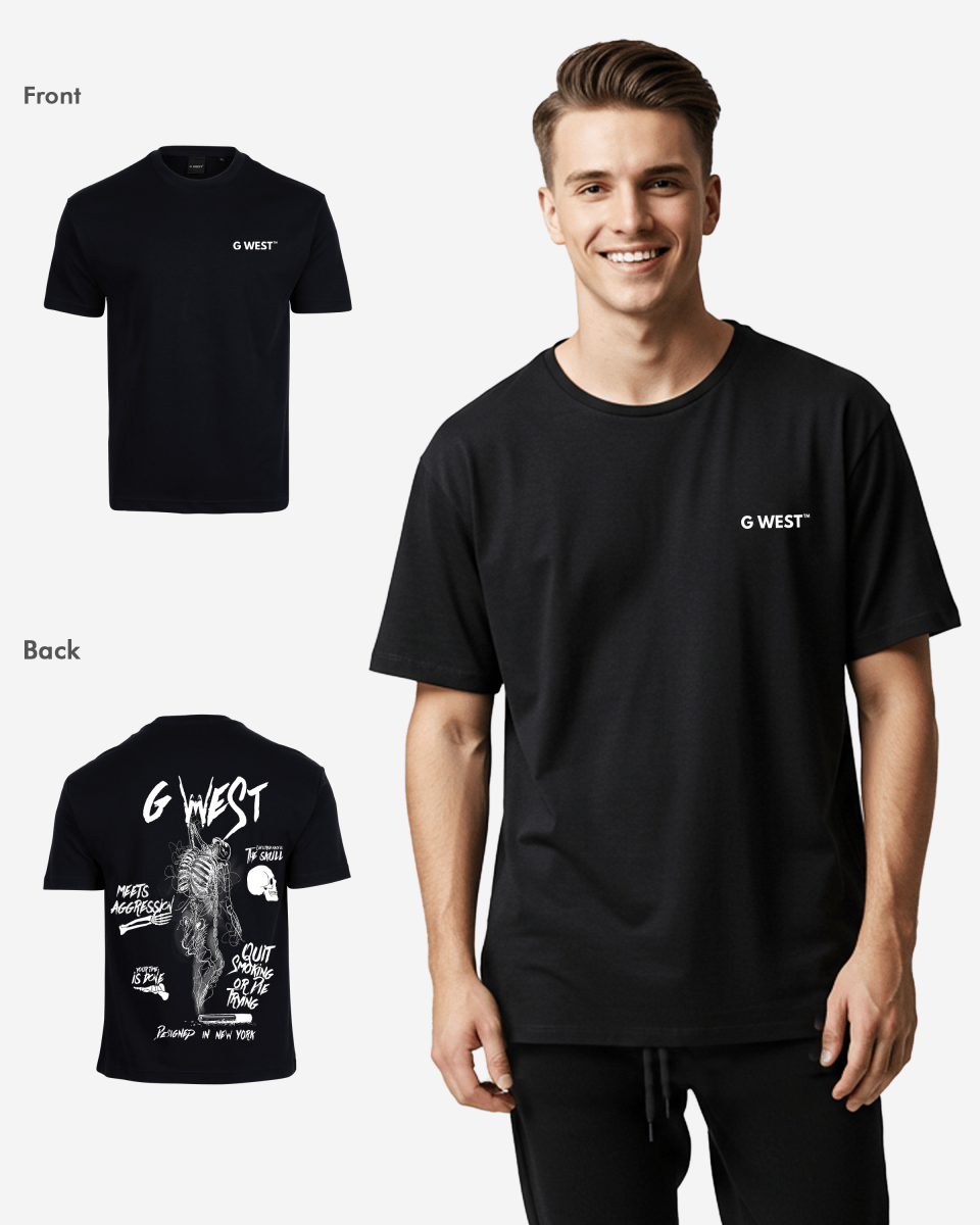 G West Mens Oversized Smoke Skeleton Tee