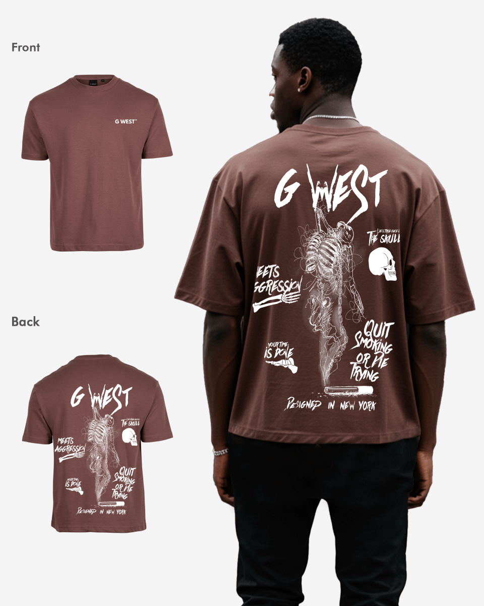 G West Mens Oversized Smoke Skeleton Tee