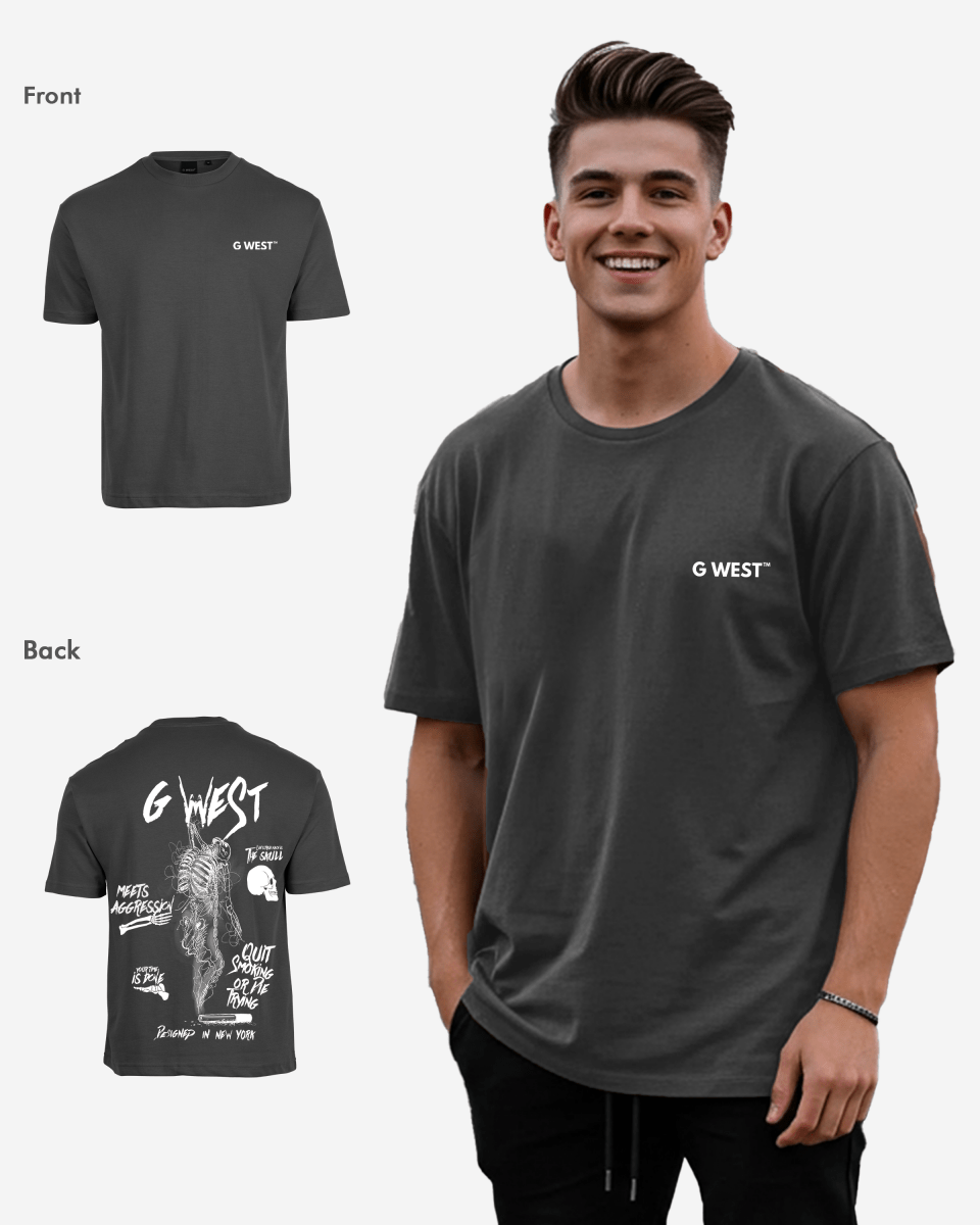 G West Mens Oversized Smoke Skeleton Tee