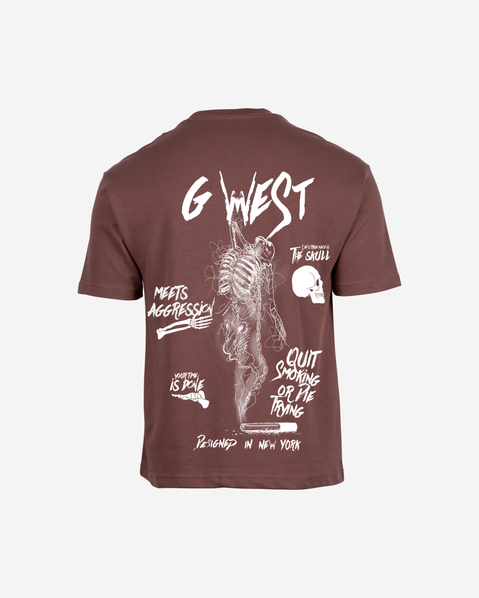 G West Mens Oversized Smoke Skeleton Tee