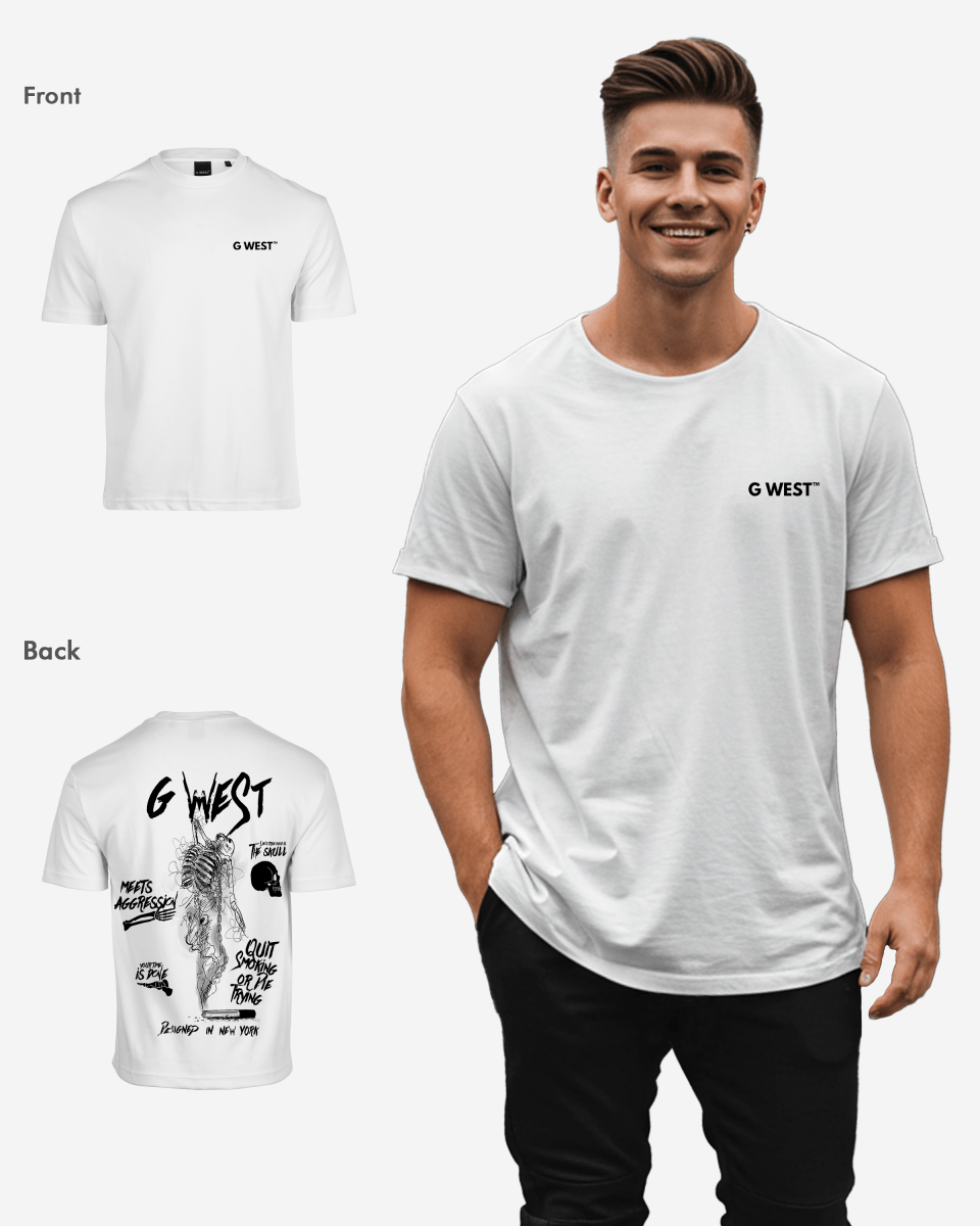 G West Mens Oversized Smoke Skeleton Tee