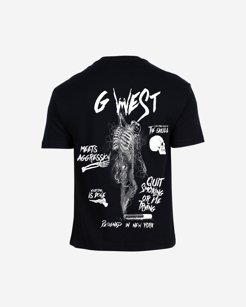 G West Mens Oversized Smoke Skeleton Tee
