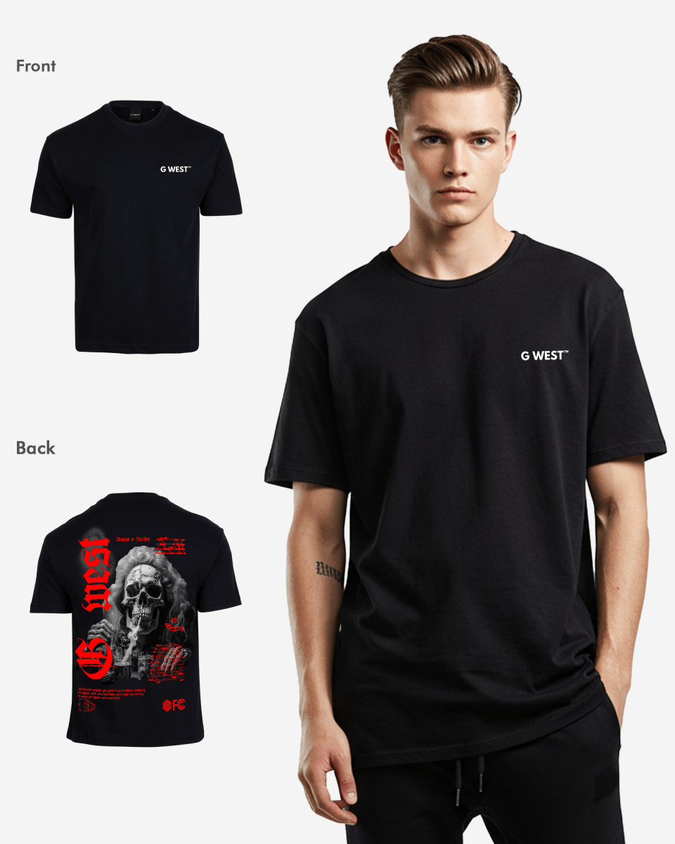 G West Oversized Smoke Skull T-Shirt Mens