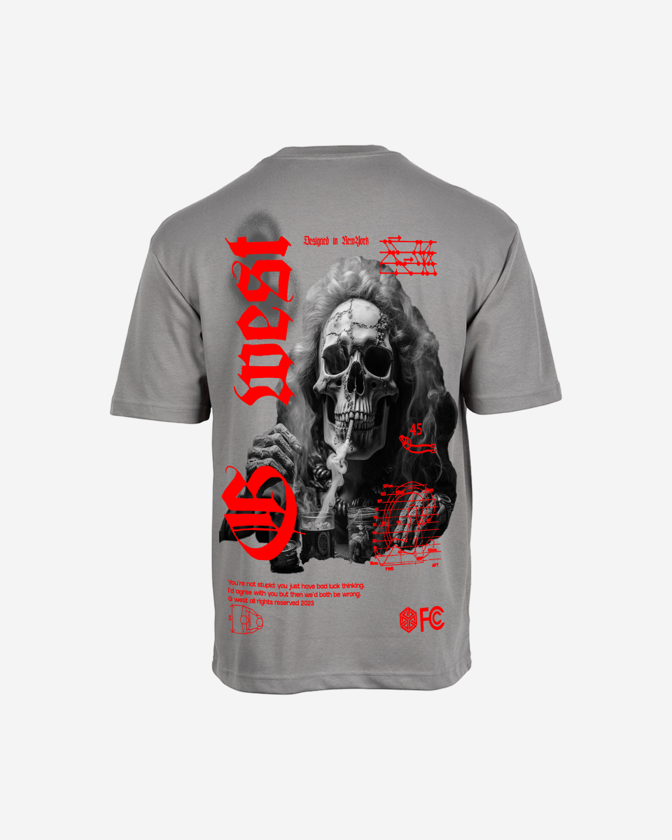 G West Oversized Smoke Skull T-Shirt Mens