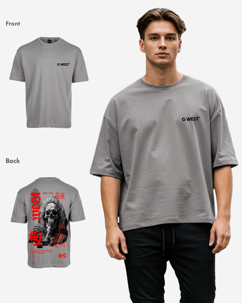 G West Oversized Smoke Skull T-Shirt Mens