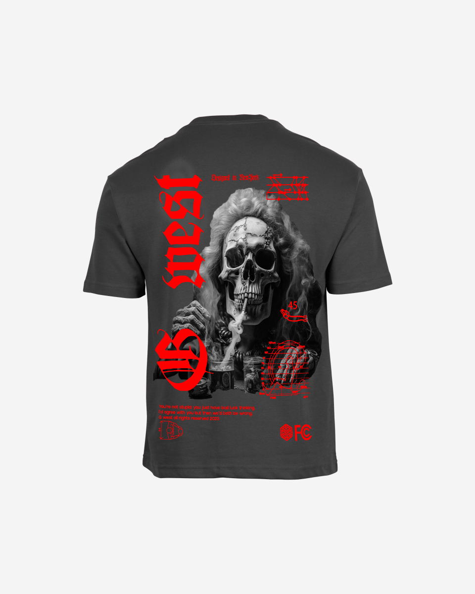 G West Oversized Smoke Skull T-Shirt Mens