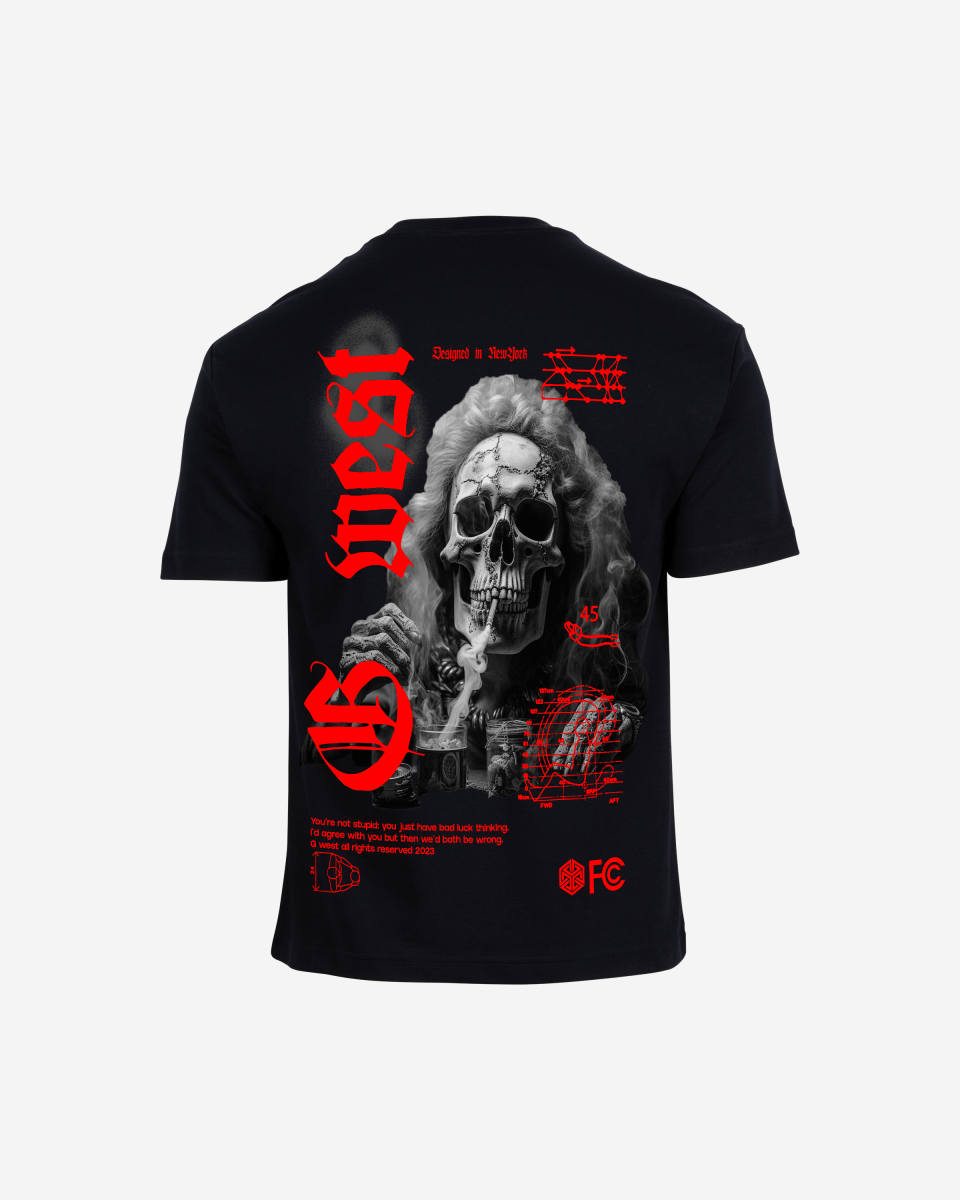 G West Oversized Smoke Skull T-Shirt Mens