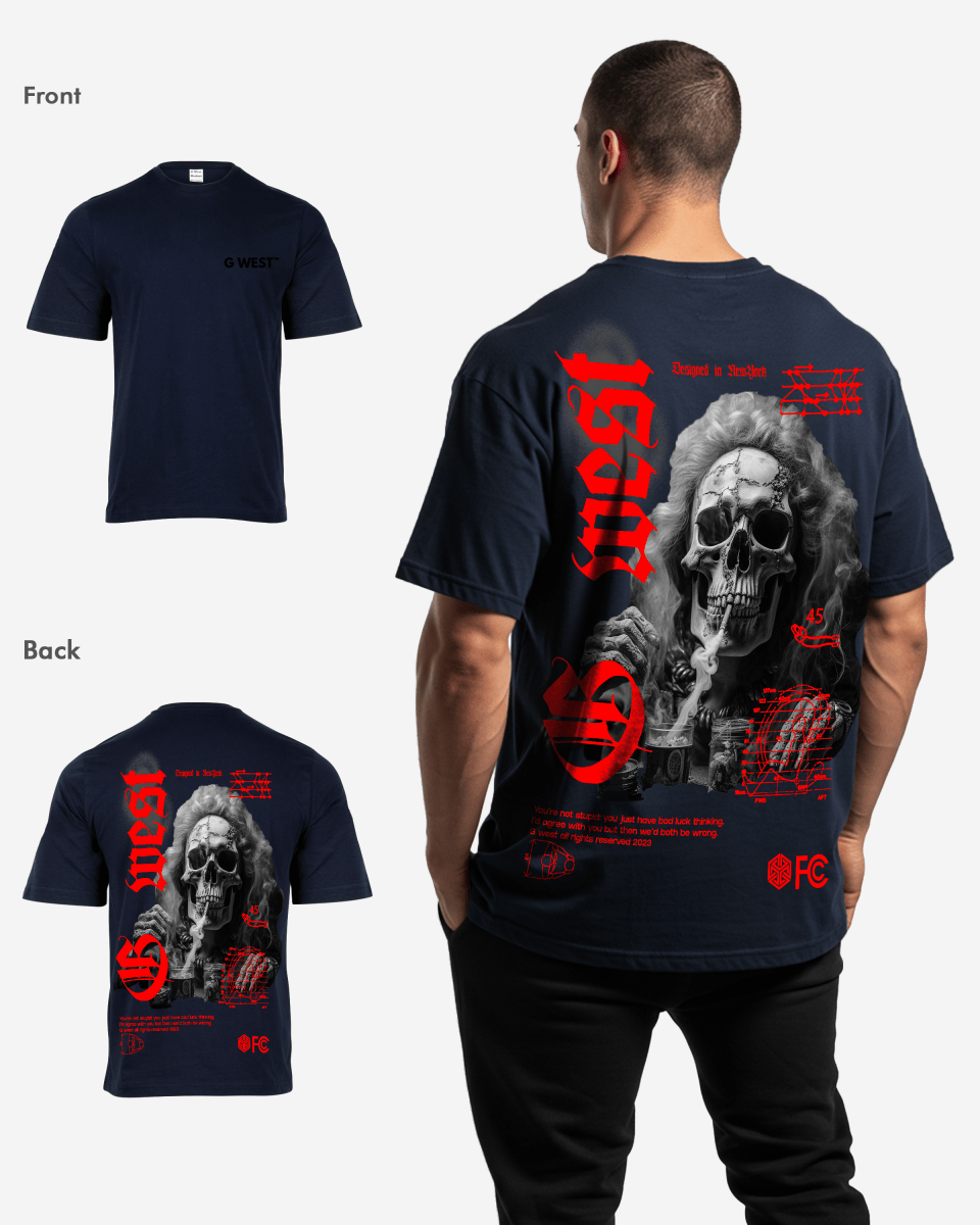 G West Oversized Smoke Skull T-Shirt Mens