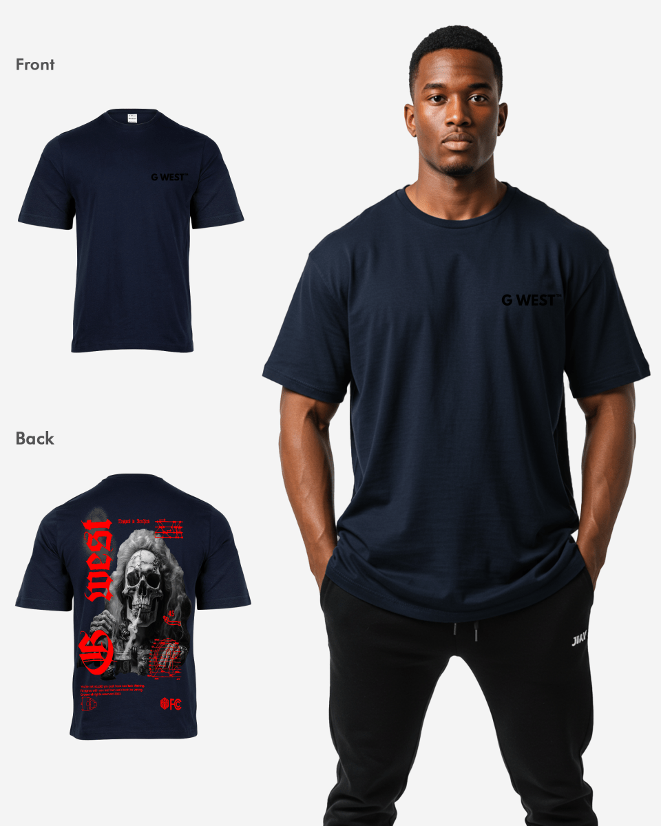 G West Oversized Smoke Skull T-Shirt Mens