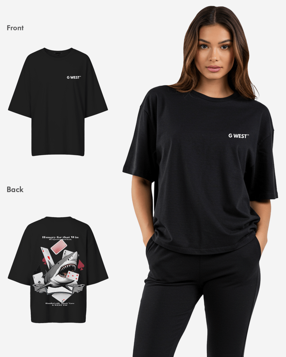 G West Womens Oversized Spade Of Sharks T Shirt